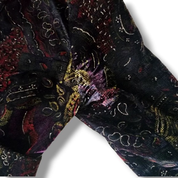 Vtg Rumours Croped Blazer Black Velvet Colorful Metallic‎ women sz Small - Picture 4 of 10